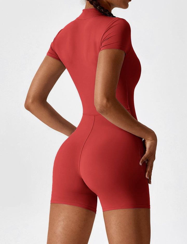 SF Short Sleeve Zipper Romper
