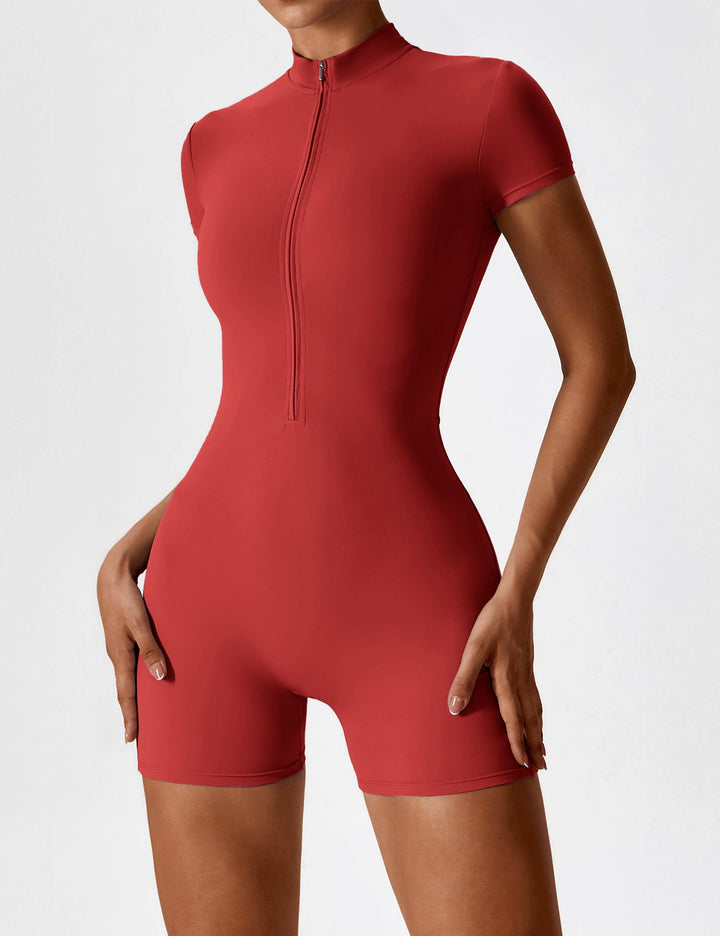 SF Short Sleeve Zipper Romper