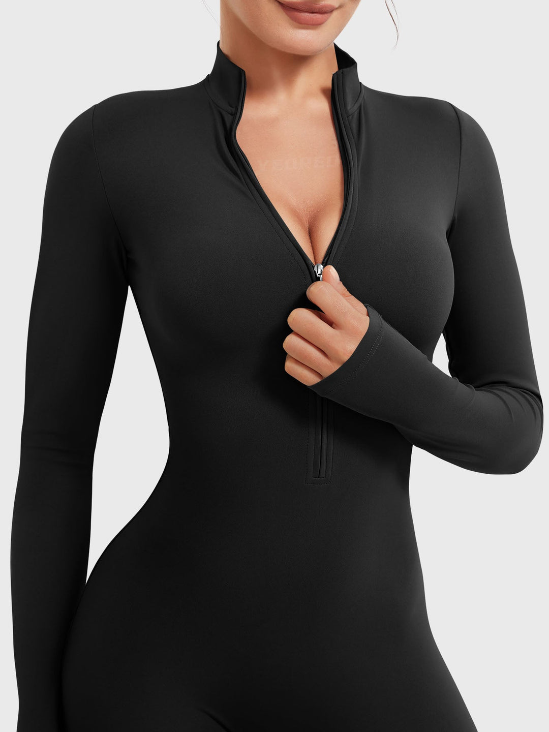 SF Belle Long Sleeve Zipper Flared Jumpsuit