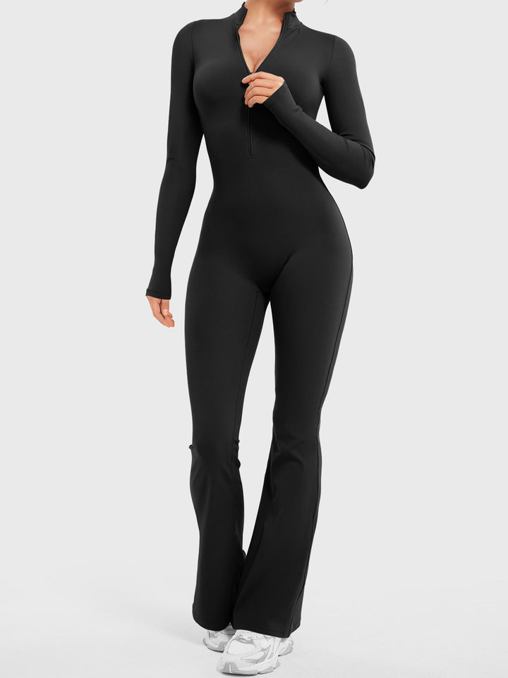 SF Belle Long Sleeve Zipper Flared Jumpsuit