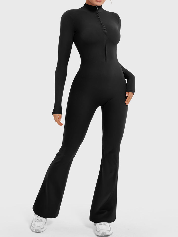 SF Belle Long Sleeve Zipper Flared Jumpsuit
