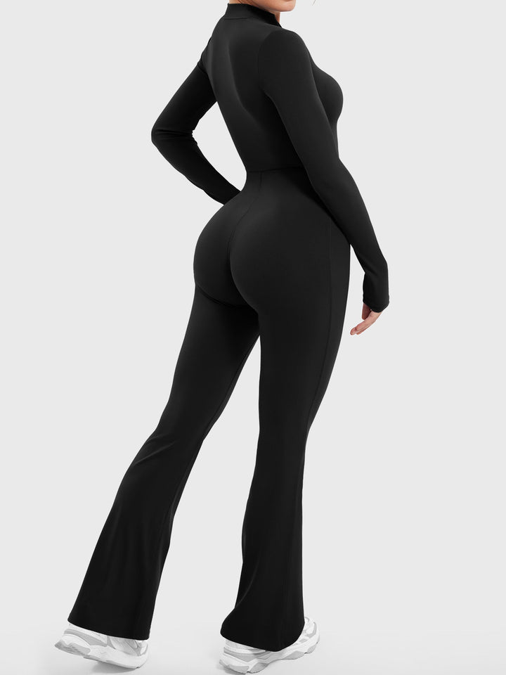 SF Belle Long Sleeve Zipper Flared Jumpsuit