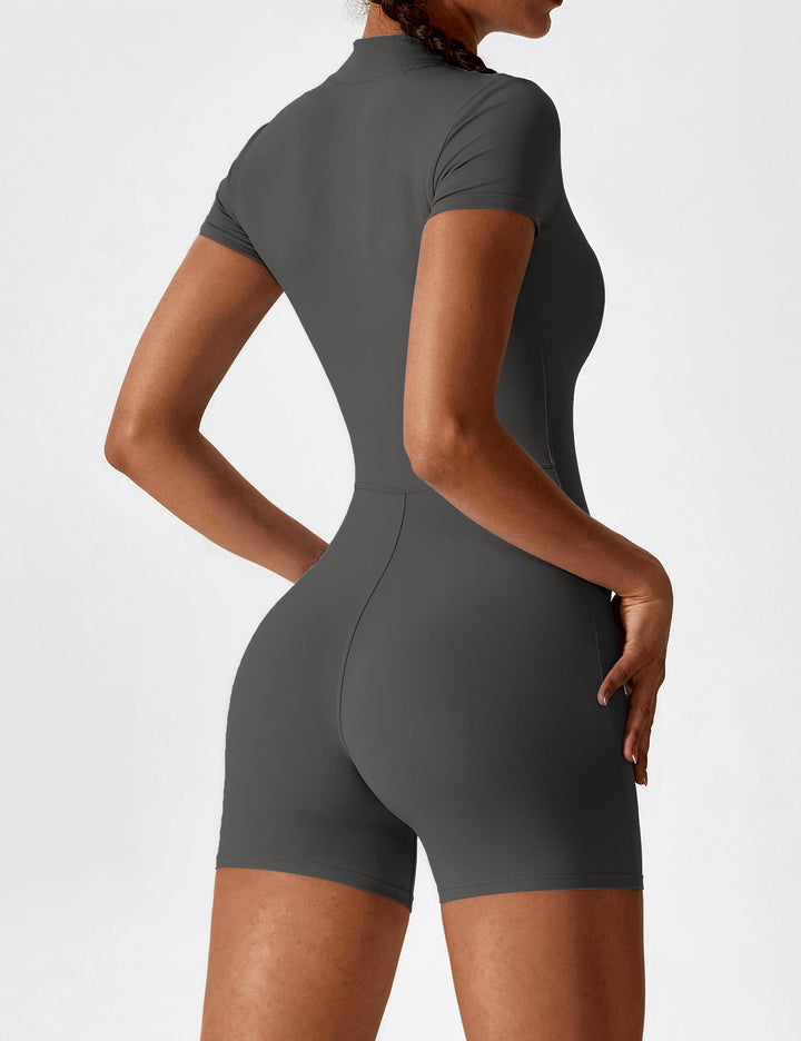 SF Short Sleeve Zipper Romper