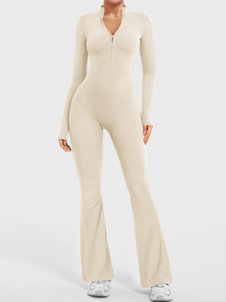 SF Belle Long Sleeve Zipper Flared Jumpsuit