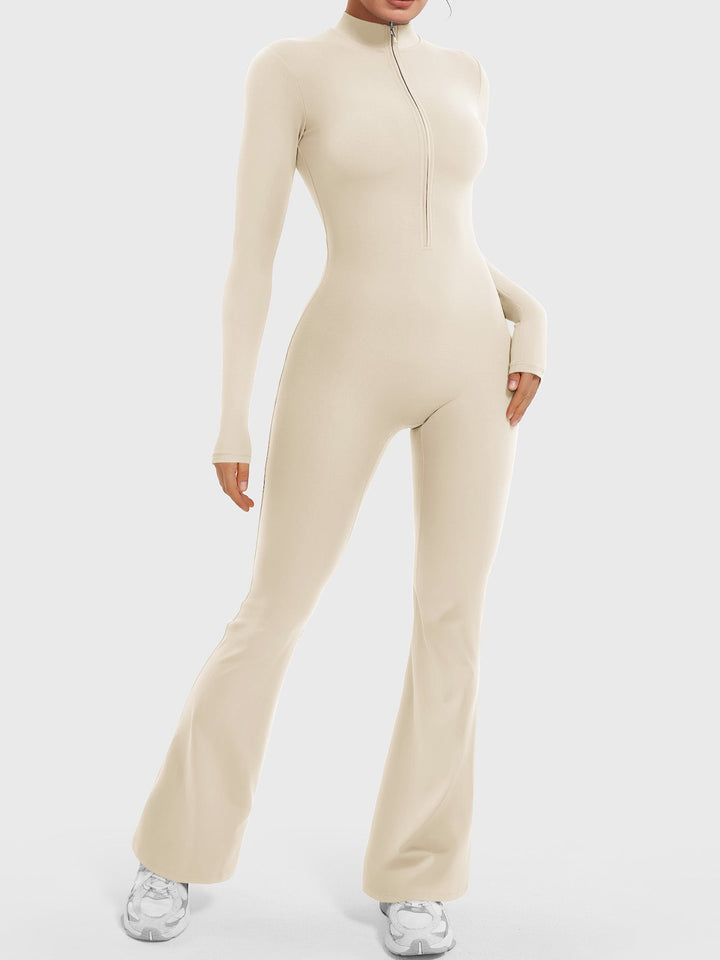 SF Belle Long Sleeve Zipper Flared Jumpsuit