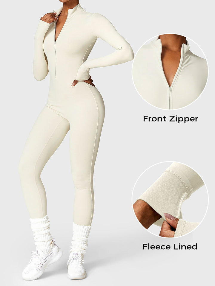 SF Belle Fleece Long Sleeve Zipper Jumpsuit