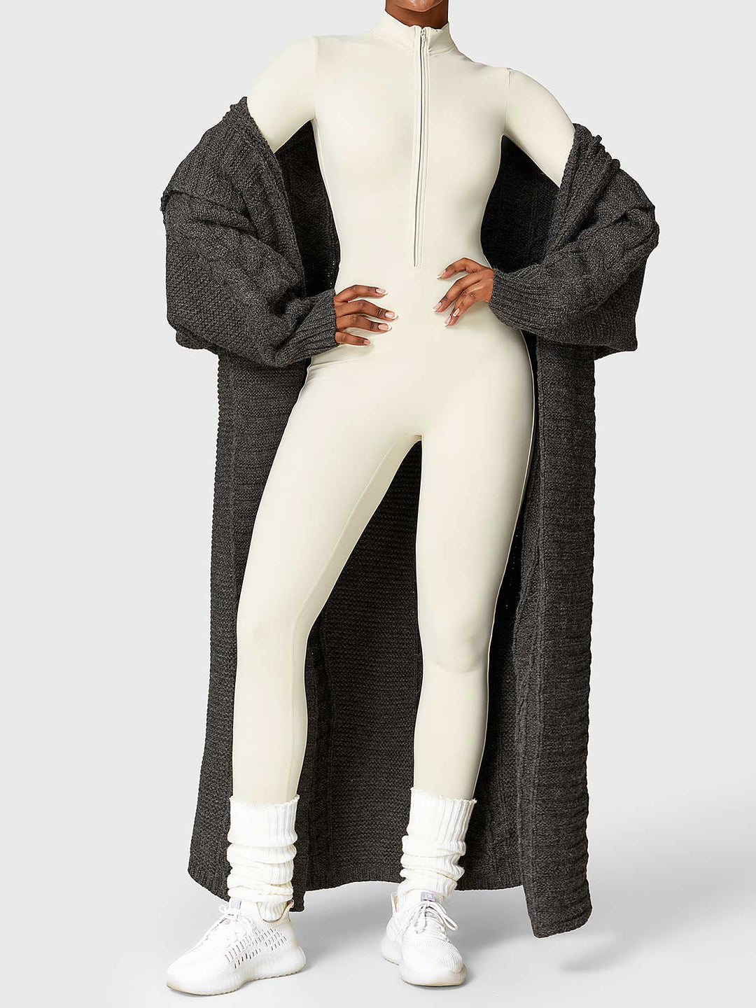 SF Belle Fleece Long Sleeve Zipper Jumpsuit