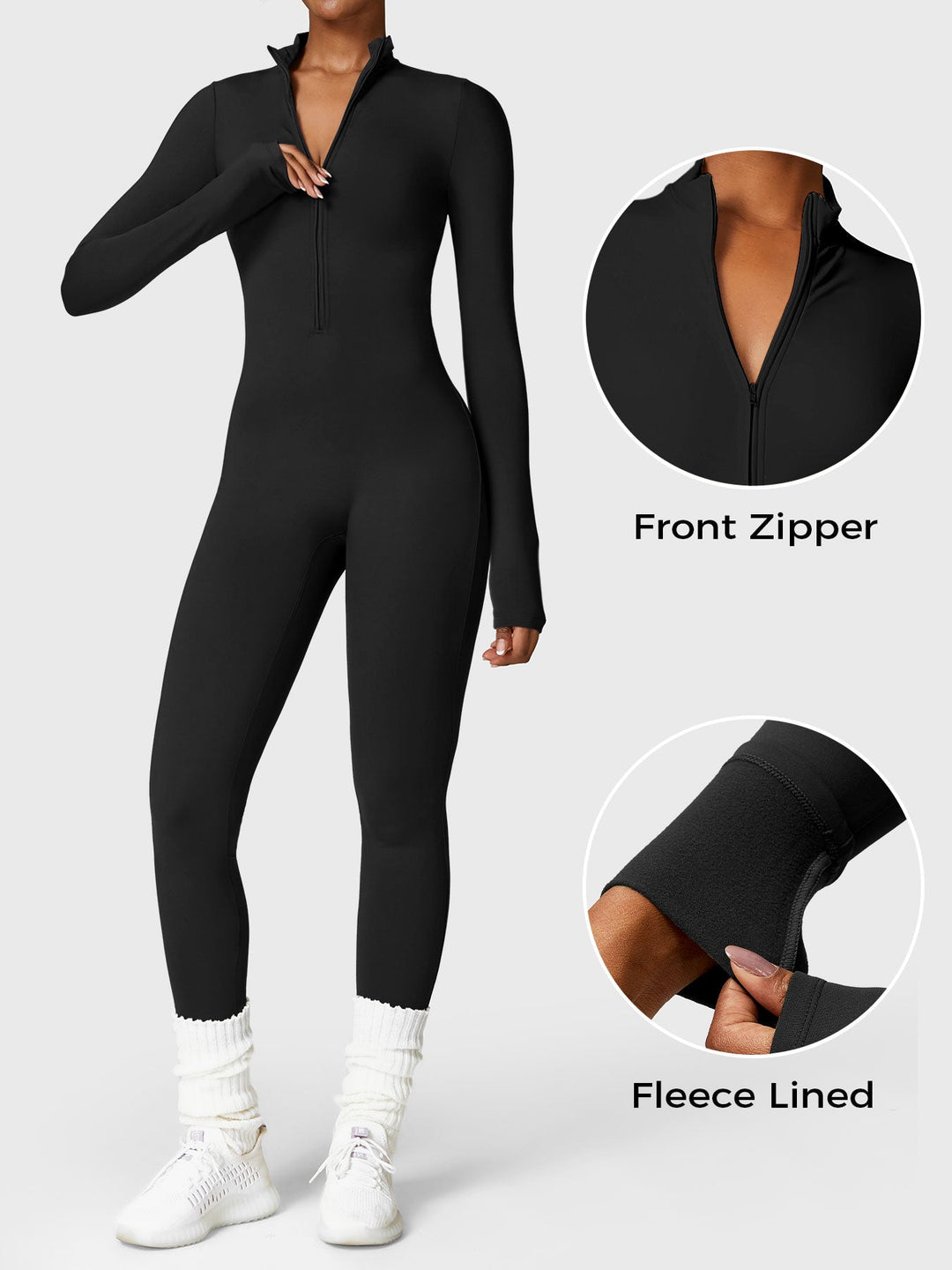 SF Belle Fleece Long Sleeve Zipper Jumpsuit
