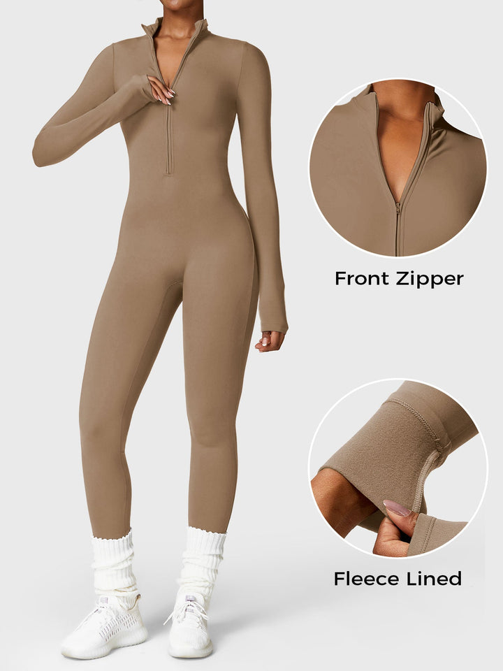 SF Belle Fleece Long Sleeve Zipper Jumpsuit