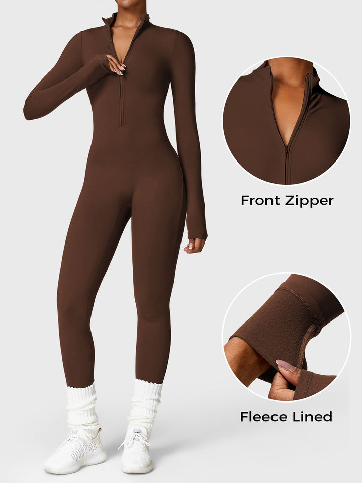 SF Belle Fleece Long Sleeve Zipper Jumpsuit