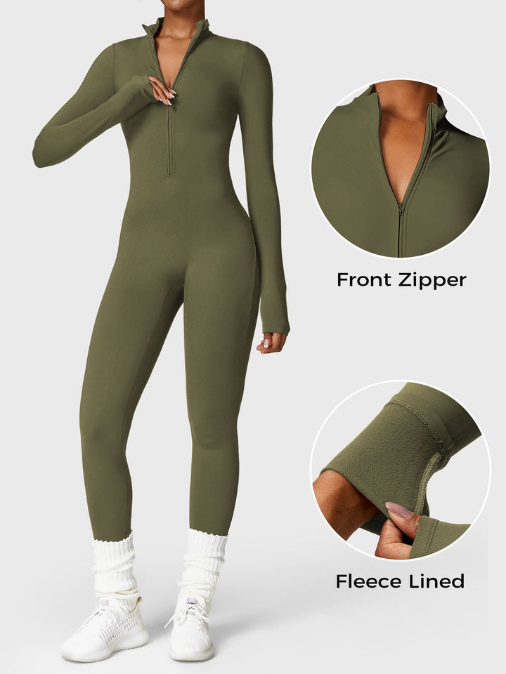 SF Belle Fleece Long Sleeve Zipper Jumpsuit