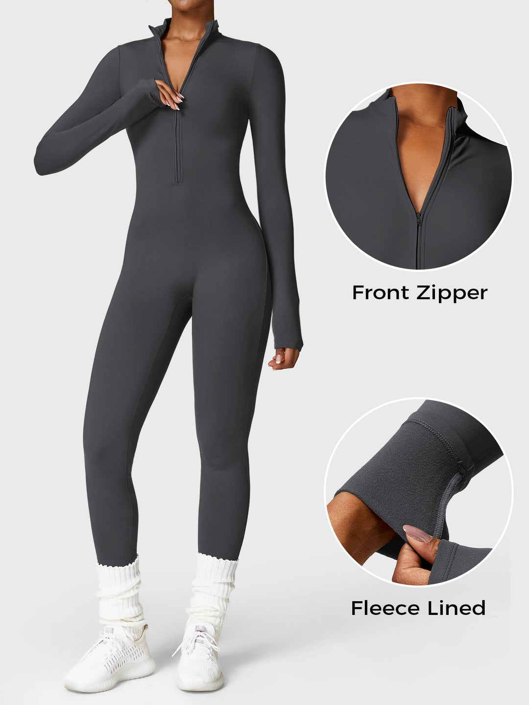SF Belle Fleece Long Sleeve Zipper Jumpsuit