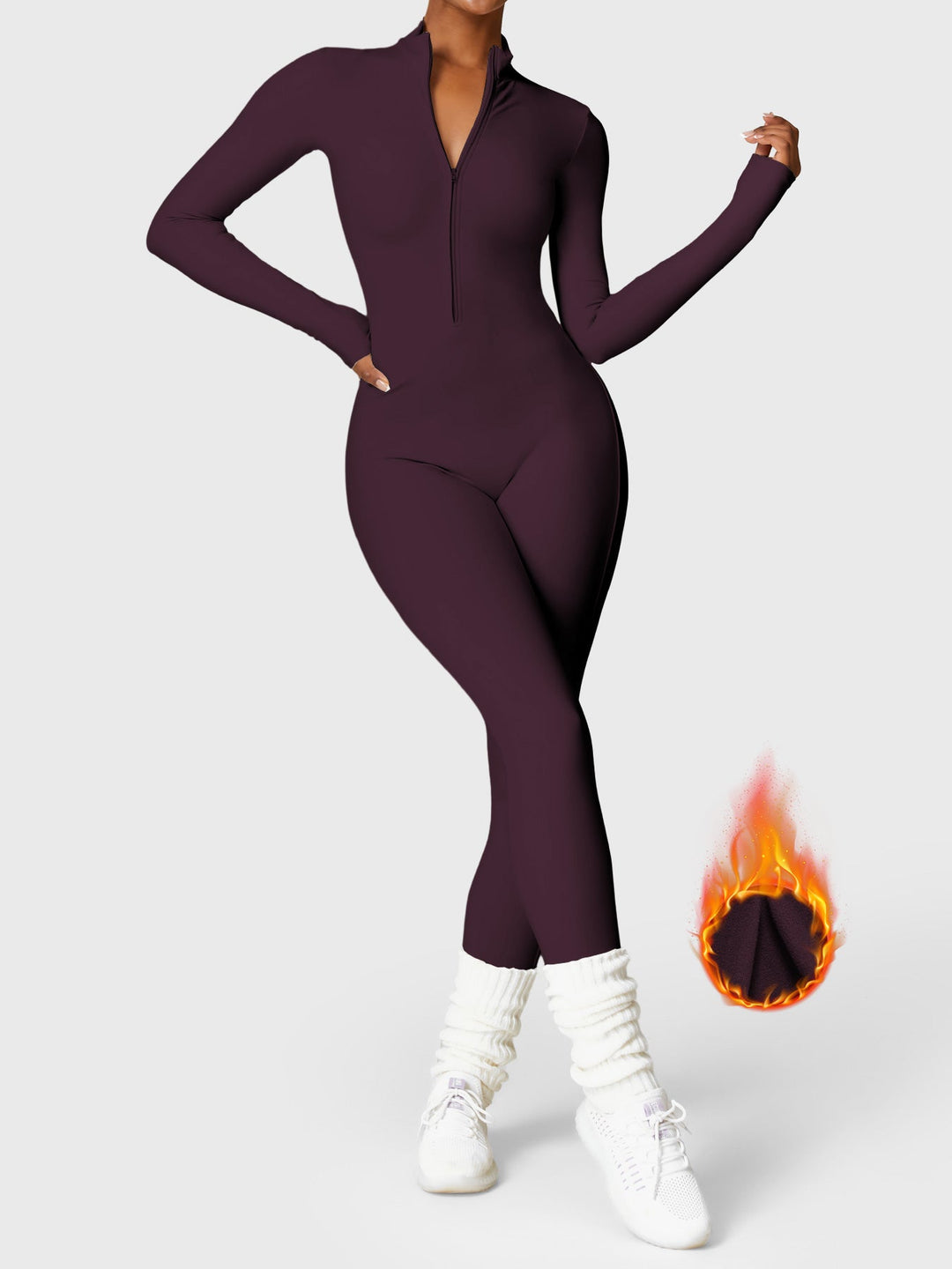 SF Belle Fleece Long Sleeve Zipper Jumpsuit