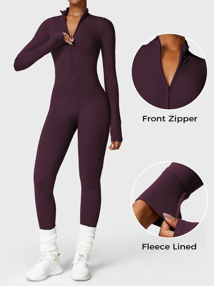 SF Belle Fleece Long Sleeve Zipper Jumpsuit