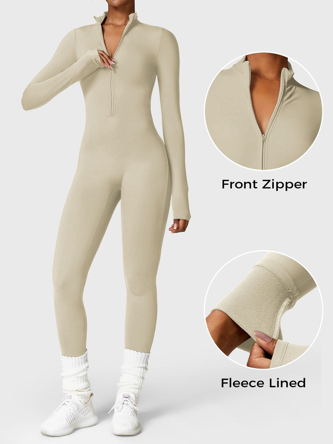SF Belle Fleece Long Sleeve Zipper Jumpsuit
