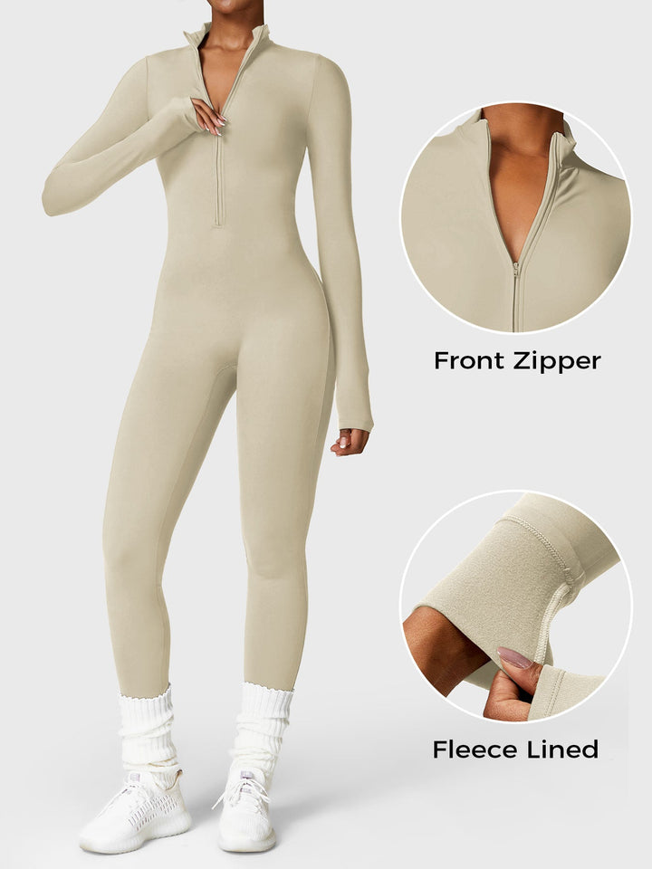 SF Belle Fleece Long Sleeve Zipper Jumpsuit
