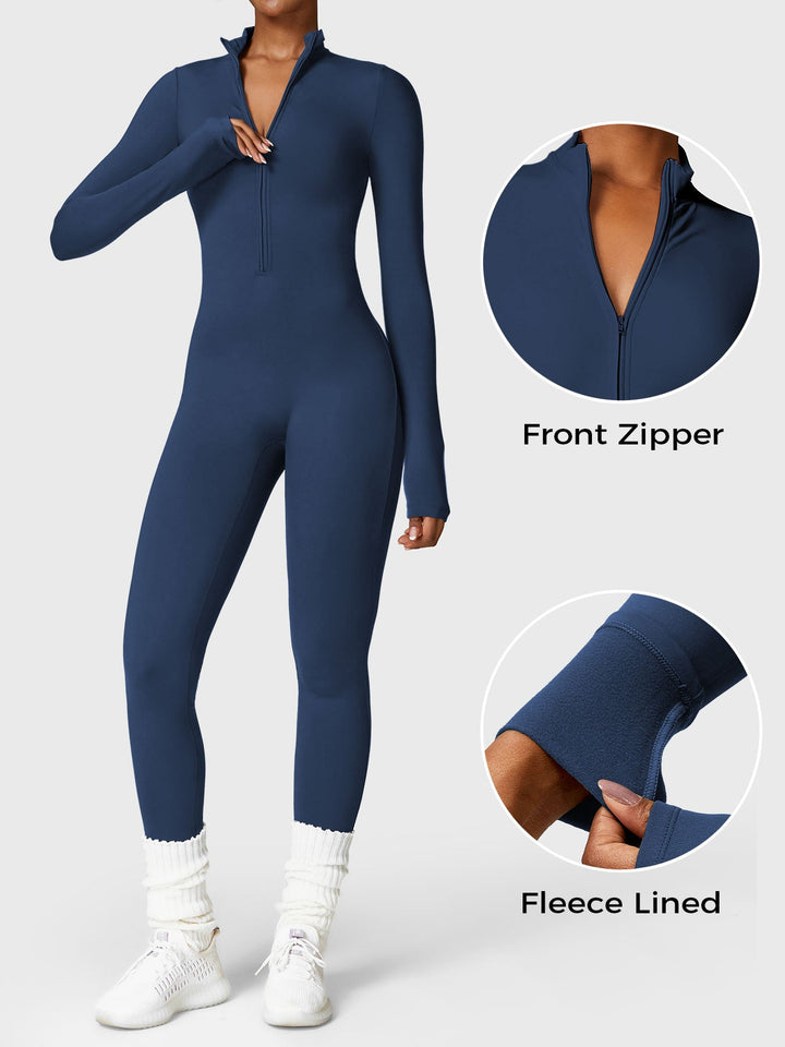 SF Belle Fleece Long Sleeve Zipper Jumpsuit
